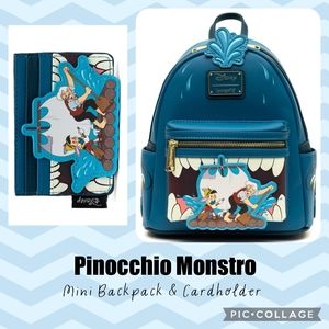 LOUNGEFLY Pinocchio Monstro Mini Backpack & Cardholder
